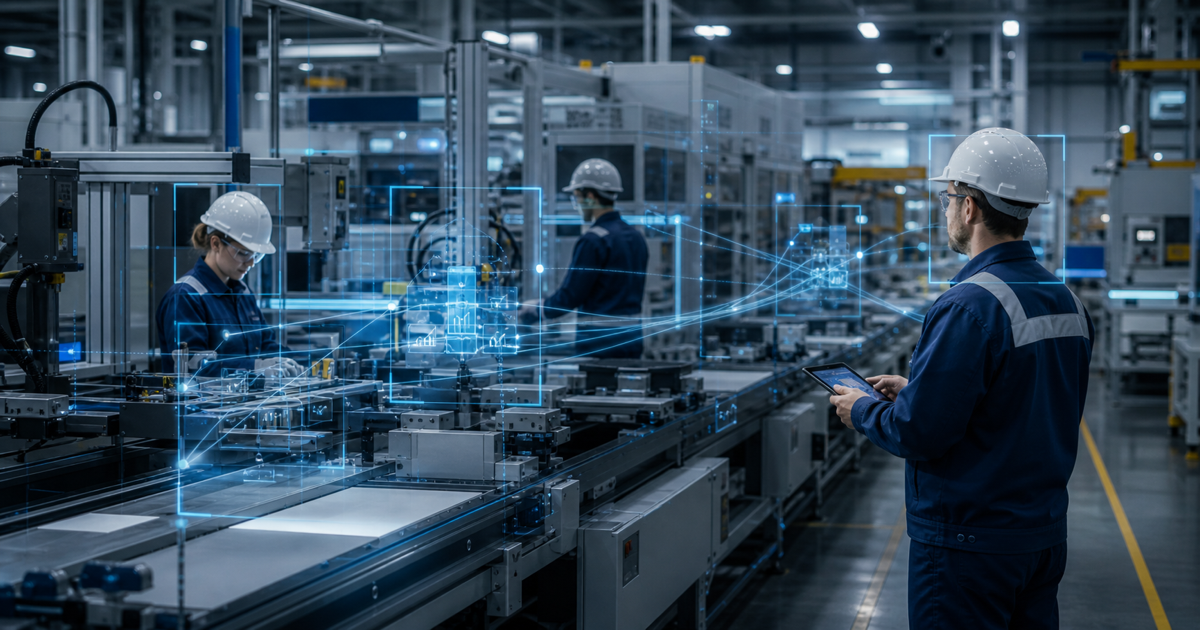Operations team using a visual AI decision layer to monitor a modern manufacturing line.